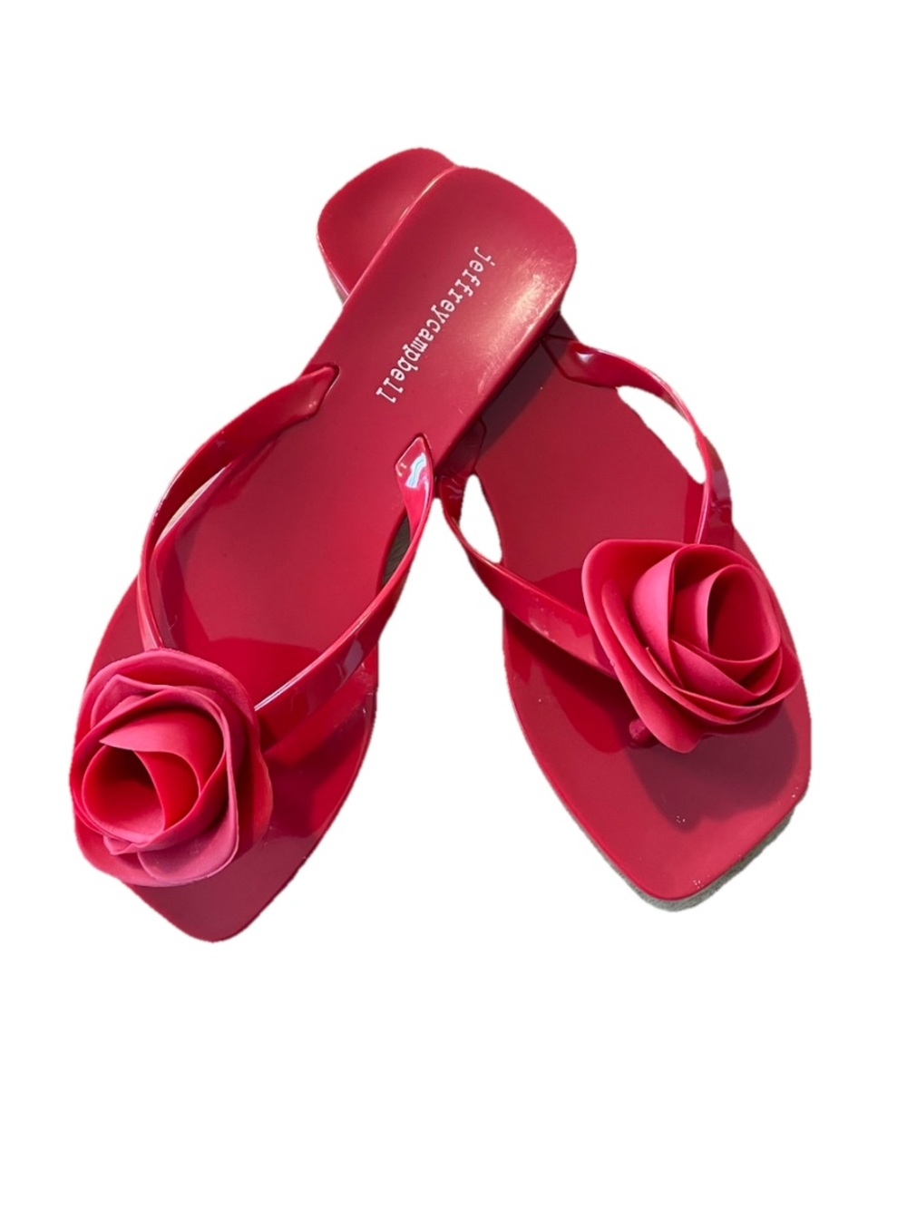 Jeffrey Campbell Red Floral Jelly Flip Flop Sandals